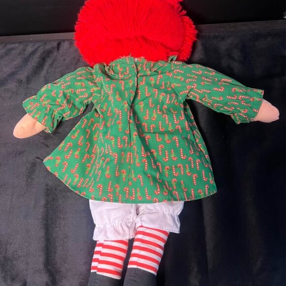 Vintage Playskool Raggedy Ann 1989 Original Doll Christmas Edition Candy Cane - Picture 2 of 2